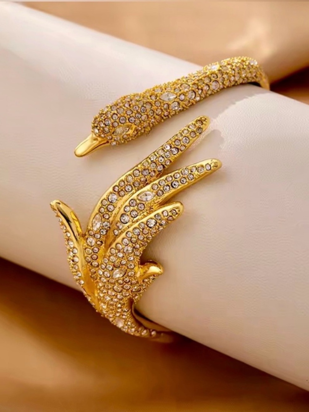 Alexis Bittar Pave Crystal Swan Bracelet 14K Gold Plate C Z AU20